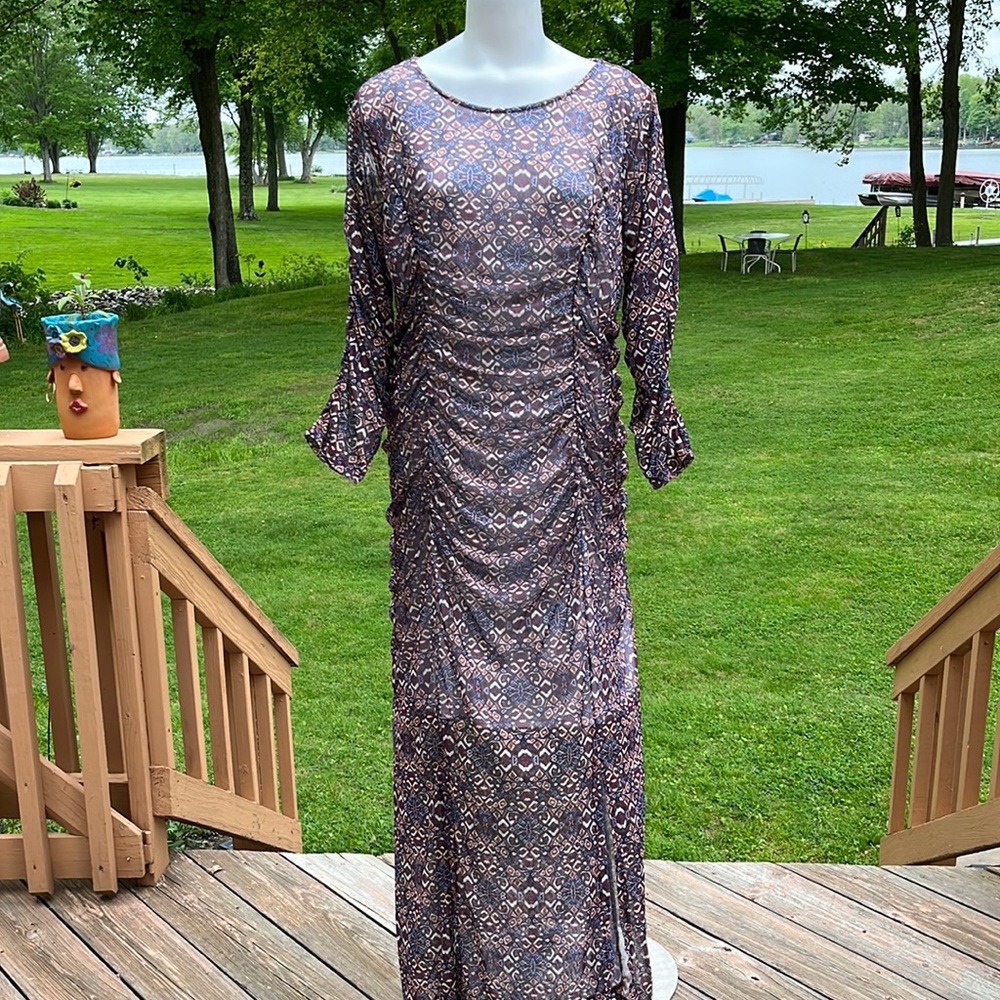 NWOT NY Collection ruched maxi 1X-2X